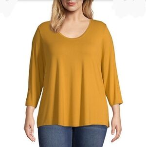 a.n.a Plus-Womens Scoop Neck 3/4 Sleeve T-Shirt